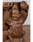 Pair of Chinese 19th Century Hand Carved Wooden Temple Corbels with Warriors-5. Asian & Chinese Furniture, Art, Antiques, Vintage Home Décor for sale at FEA Home