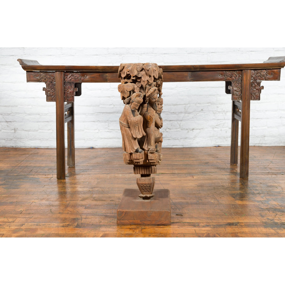 Chinese Qing Dynasty Hand-Carved Wooden Temple Corbel with Detailed Figures-13. Asian & Chinese Furniture, Art, Antiques, Vintage Home Décor for sale at FEA Home