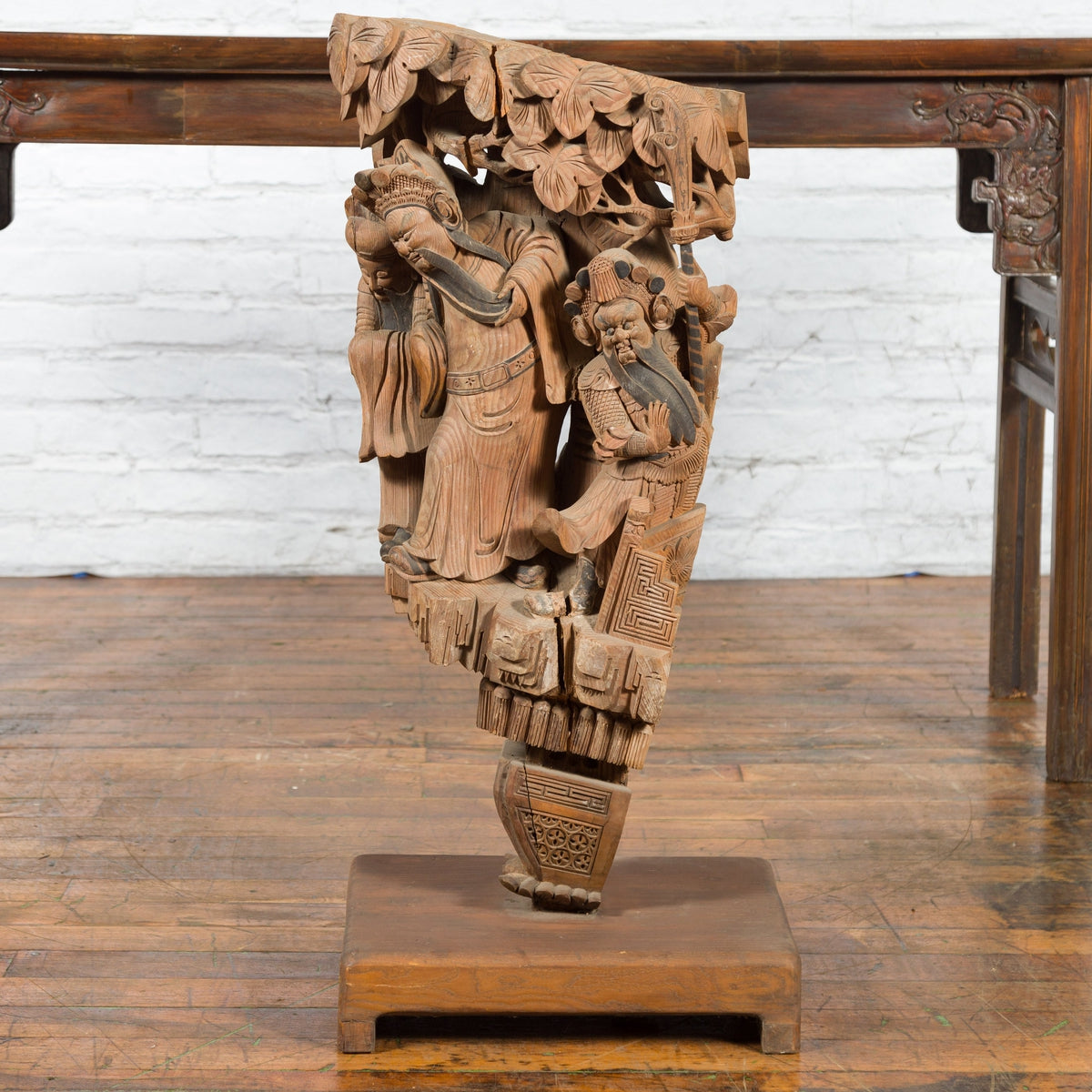 Chinese Qing Dynasty Hand-Carved Wooden Temple Corbel with Detailed Figures-16. Asian & Chinese Furniture, Art, Antiques, Vintage Home Décor for sale at FEA Home