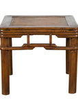 Chinese Qing Dynasty Early 20th Century Elmwood Side Table with Woven Rattan Top-1. Asian & Chinese Furniture, Art, Antiques, Vintage Home Décor for sale at FEA Home