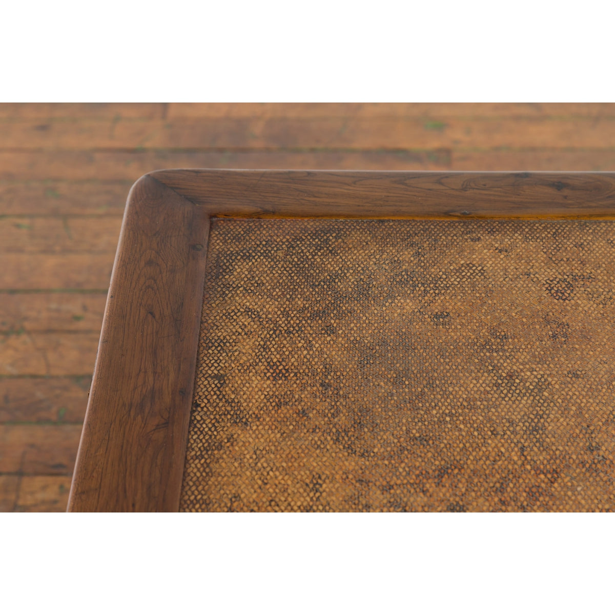 Chinese Qing Dynasty Early 20th Century Elmwood Side Table with Woven Rattan Top-12. Asian & Chinese Furniture, Art, Antiques, Vintage Home Décor for sale at FEA Home