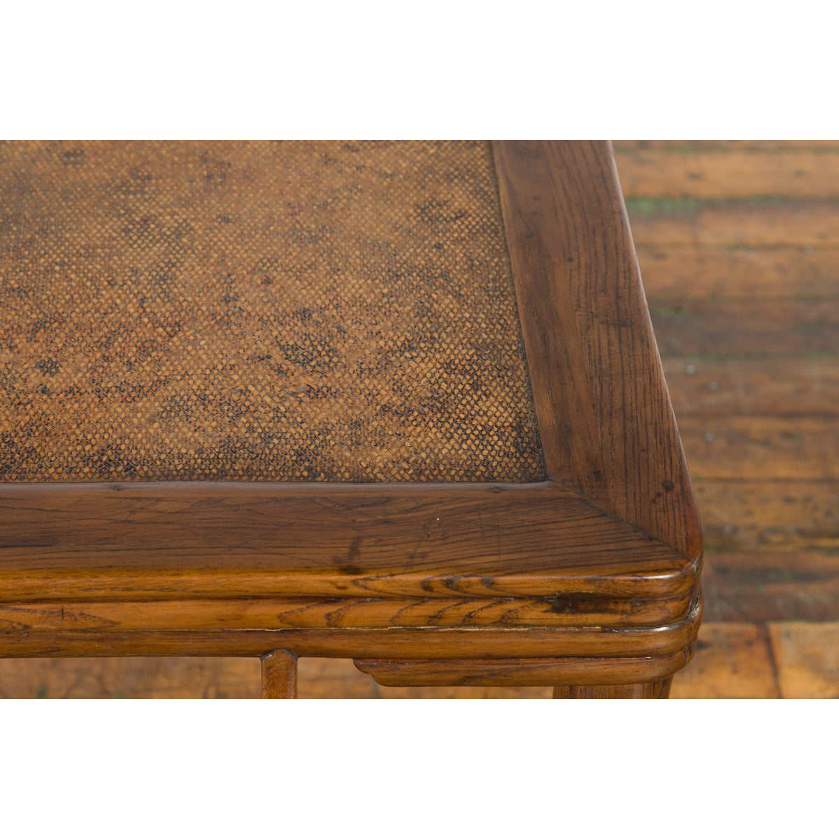 Chinese Qing Dynasty Early 20th Century Elmwood Side Table with Woven Rattan Top-13. Asian & Chinese Furniture, Art, Antiques, Vintage Home Décor for sale at FEA Home