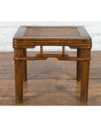 Chinese Qing Dynasty Early 20th Century Elmwood Side Table with Woven Rattan Top-4. Asian & Chinese Furniture, Art, Antiques, Vintage Home Décor for sale at FEA Home