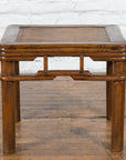 Chinese Qing Dynasty Early 20th Century Elmwood Side Table with Woven Rattan Top-5. Asian & Chinese Furniture, Art, Antiques, Vintage Home Décor for sale at FEA Home
