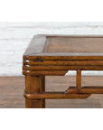 Chinese Qing Dynasty Early 20th Century Elmwood Side Table with Woven Rattan Top-6. Asian & Chinese Furniture, Art, Antiques, Vintage Home Décor for sale at FEA Home