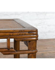 Chinese Qing Dynasty Early 20th Century Elmwood Side Table with Woven Rattan Top-7. Asian & Chinese Furniture, Art, Antiques, Vintage Home Décor for sale at FEA Home
