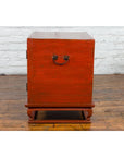 Vintage Chinese Red Lacquer Small Cabinet with Dark Accents and Cabriole Legs-17. Asian & Chinese Furniture, Art, Antiques, Vintage Home Décor for sale at FEA Home