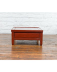 Qing Dynasty Red Lacquer Low Kang Coffee Table with Drawers and Horse Hoof Feet-12. Asian & Chinese Furniture, Art, Antiques, Vintage Home Décor for sale at FEA Home