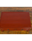 Qing Dynasty Red Lacquer Low Kang Coffee Table with Drawers and Horse Hoof Feet-9. Asian & Chinese Furniture, Art, Antiques, Vintage Home Décor for sale at FEA Home