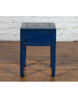 Chinese Ming Dynasty Style Single Drawer Blue Lacquer Table with Horse Hoof Legs-14. Asian & Chinese Furniture, Art, Antiques, Vintage Home Décor for sale at FEA Home