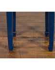 Chinese Ming Dynasty Style Single Drawer Blue Lacquer Table with Horse Hoof Legs-9. Asian & Chinese Furniture, Art, Antiques, Vintage Home Décor for sale at FEA Home