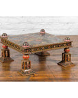 Indian Low Square Table with Colorful Hand-Painted Dancers & Musicians-3. Asian & Chinese Furniture, Art, Antiques, Vintage Home Décor for sale at FEA Home