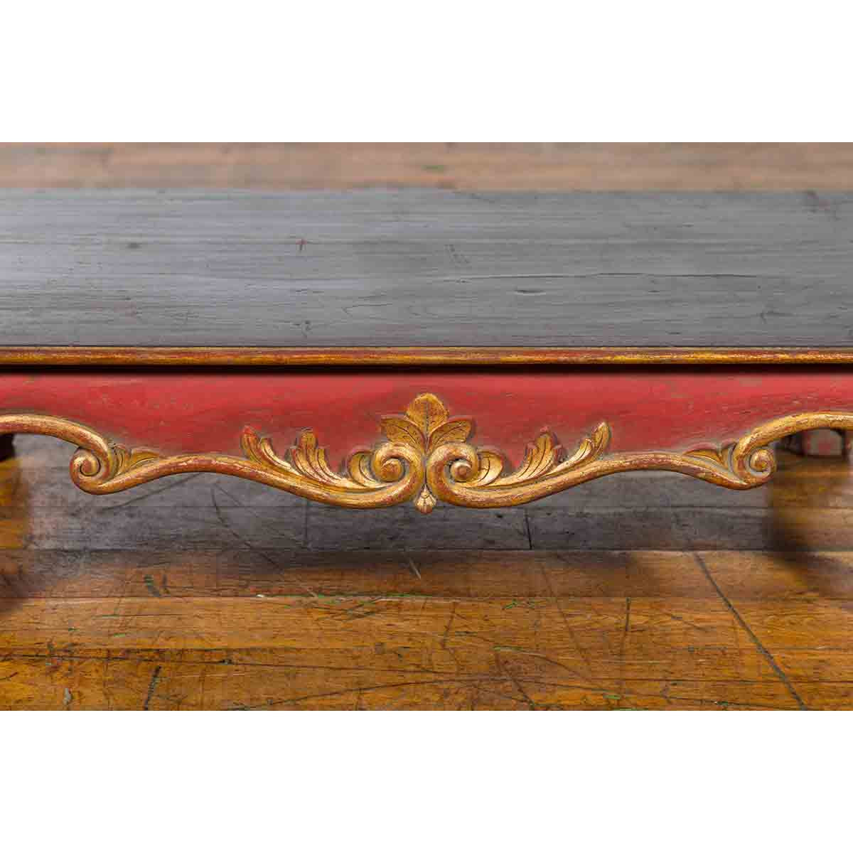Indonesian Vintage Rococo Style Red and Gold Low Table with Ball-and-claw Feet-8. Asian & Chinese Furniture, Art, Antiques, Vintage Home Décor for sale at FEA Home