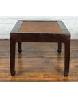 Chinese Early 20th Century Dark Brown Elm Coffee Table with Rattan Inset Top-11. Asian & Chinese Furniture, Art, Antiques, Vintage Home Décor for sale at FEA Home