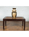 Chinese Early 20th Century Dark Brown Elm Coffee Table with Rattan Inset Top-3. Asian & Chinese Furniture, Art, Antiques, Vintage Home Décor for sale at FEA Home
