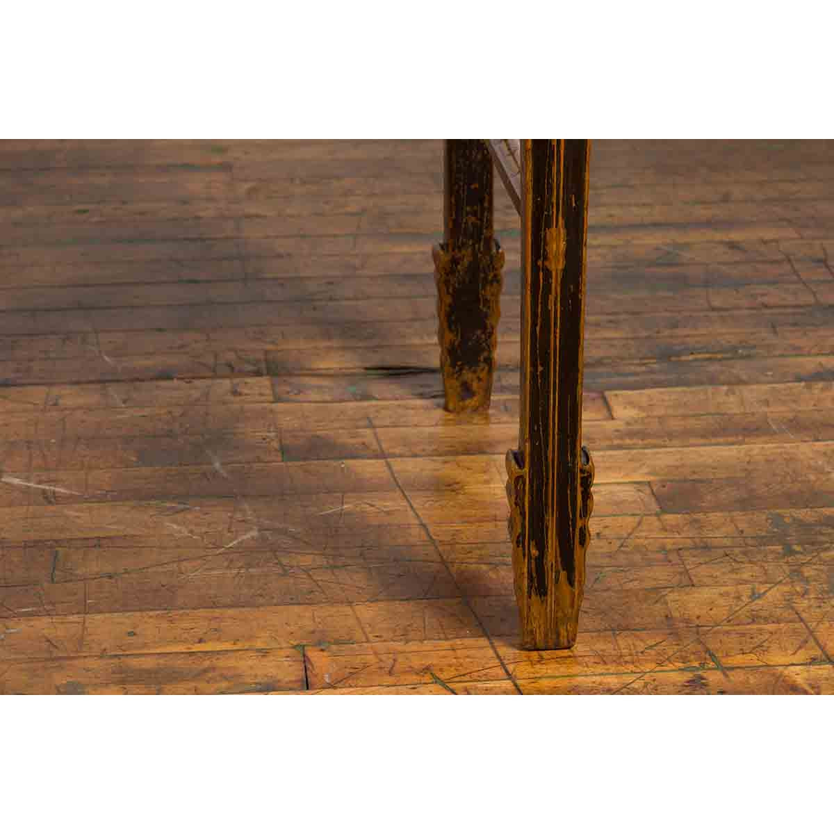Early 20th Century Chinese Hand-Carved Altar Table with Distressed Patina-11. Asian & Chinese Furniture, Art, Antiques, Vintage Home Décor for sale at FEA Home