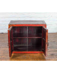 19th Century Chinese Qing Dynasty Red Lacquer Cabinet with Hand-Carved Doors-5. Asian & Chinese Furniture, Art, Antiques, Vintage Home Décor for sale at FEA Home