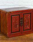 19th Century Chinese Qing Dynasty Red Lacquer Cabinet with Hand-Carved Doors-2. Asian & Chinese Furniture, Art, Antiques, Vintage Home Décor for sale at FEA Home