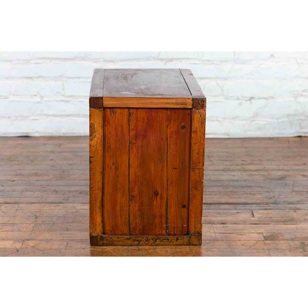 19th Century Chinese Qing Dynasty Red Lacquer Cabinet with Hand-Carved Doors-15. Asian & Chinese Furniture, Art, Antiques, Vintage Home Décor for sale at FEA Home