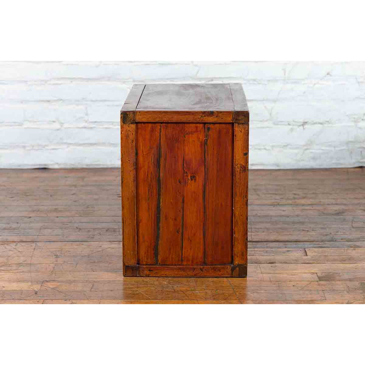 19th Century Chinese Qing Dynasty Red Lacquer Cabinet with Hand-Carved Doors-17. Asian & Chinese Furniture, Art, Antiques, Vintage Home Décor for sale at FEA Home