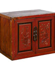 19th Century Chinese Qing Dynasty Red Lacquer Cabinet with Hand-Carved Doors-1. Asian & Chinese Furniture, Art, Antiques, Vintage Home Décor for sale at FEA Home