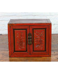 19th Century Chinese Qing Dynasty Red Lacquer Cabinet with Hand-Carved Doors-3. Asian & Chinese Furniture, Art, Antiques, Vintage Home Décor for sale at FEA Home