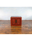 19th Century Chinese Qing Dynasty Red Lacquer Cabinet with Hand-Carved Doors-6. Asian & Chinese Furniture, Art, Antiques, Vintage Home Décor for sale at FEA Home