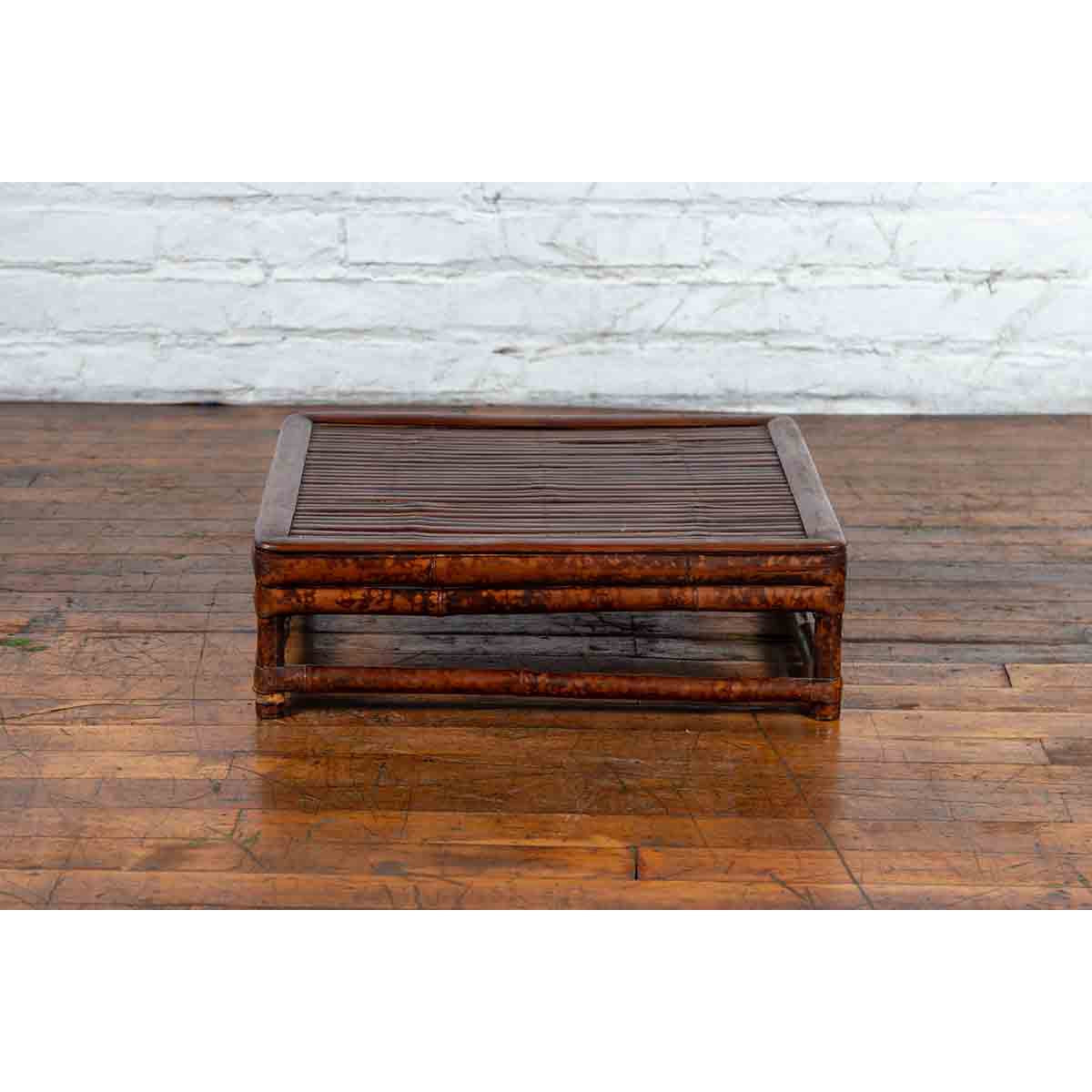 Chinese 19th Century Qing Dynasty Bamboo Low Coffee Table with Slatted Top-3. Asian & Chinese Furniture, Art, Antiques, Vintage Home Décor for sale at FEA Home