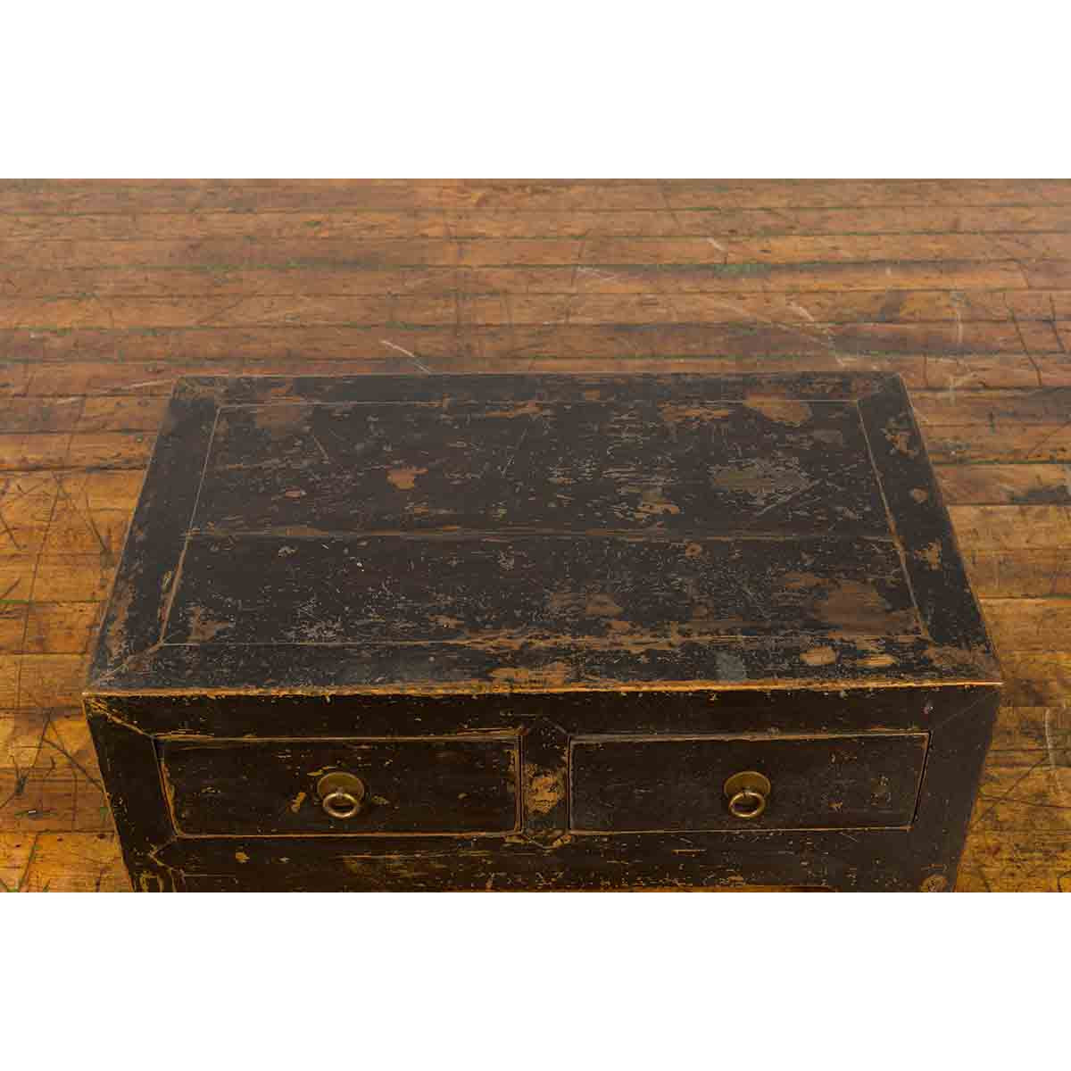 Chinese Qing Dynasty 19th Century Low Kang Dark Brown Lacquered Cabinet-13. Asian & Chinese Furniture, Art, Antiques, Vintage Home Décor for sale at FEA Home