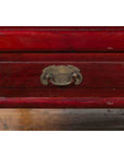 Chinese Dark Red Lacquered Coffee Table with Bamboo Top and Long Drawers-9. Asian & Chinese Furniture, Art, Antiques, Vintage Home Décor for sale at FEA Home