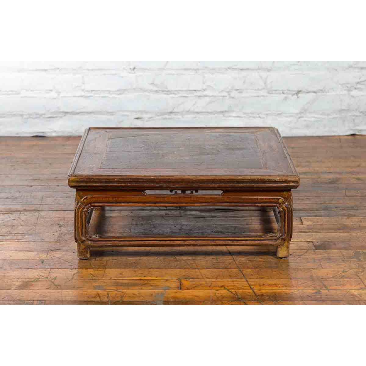 Qing Dynasty 19th Century Chinese Low Kang Coffee Table with Painted Décor-4. Asian & Chinese Furniture, Art, Antiques, Vintage Home Décor for sale at FEA Home