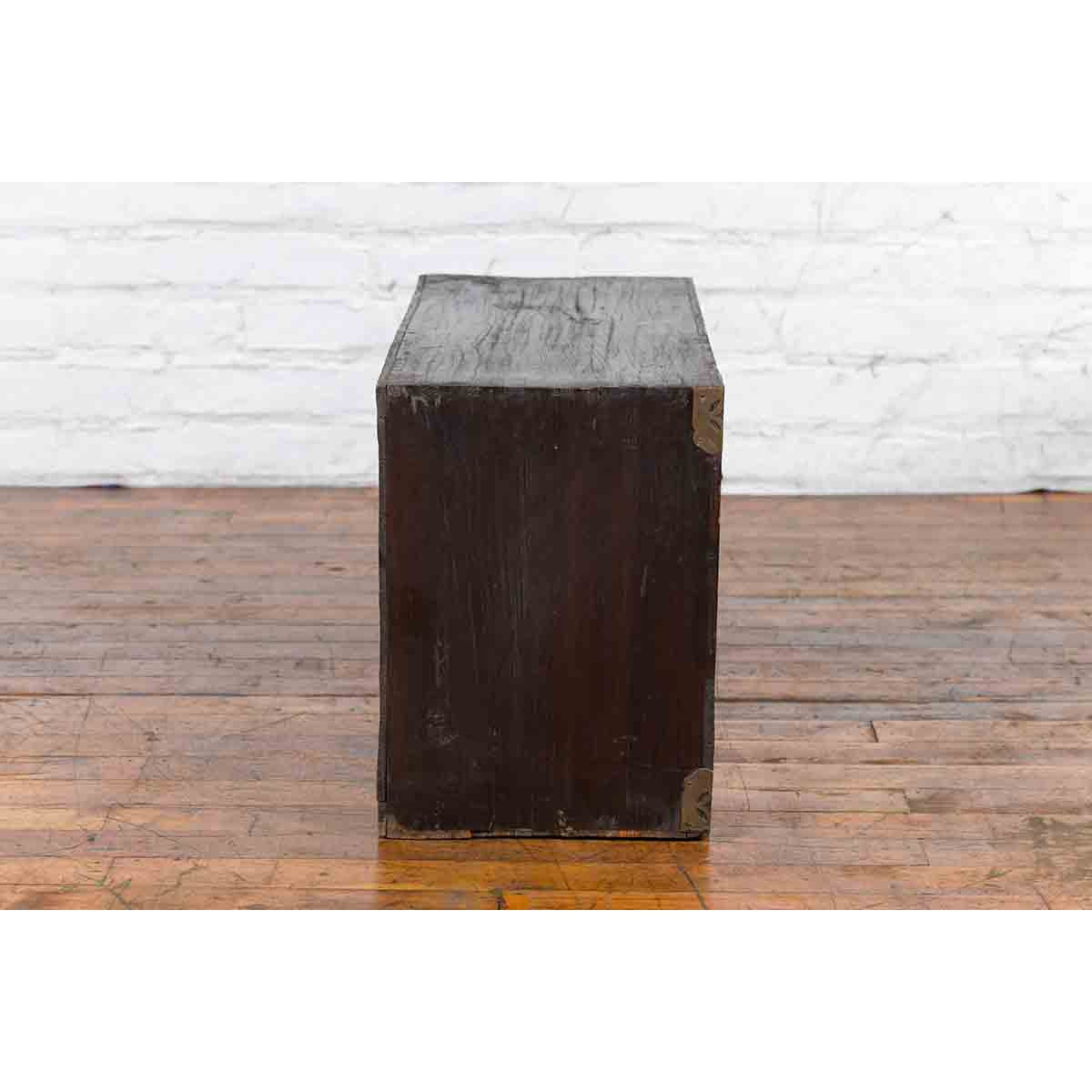 Korean Late 19th Century Two-Toned Side Chest with Brass Butterfly Hardware-12. Asian & Chinese Furniture, Art, Antiques, Vintage Home Décor for sale at FEA Home