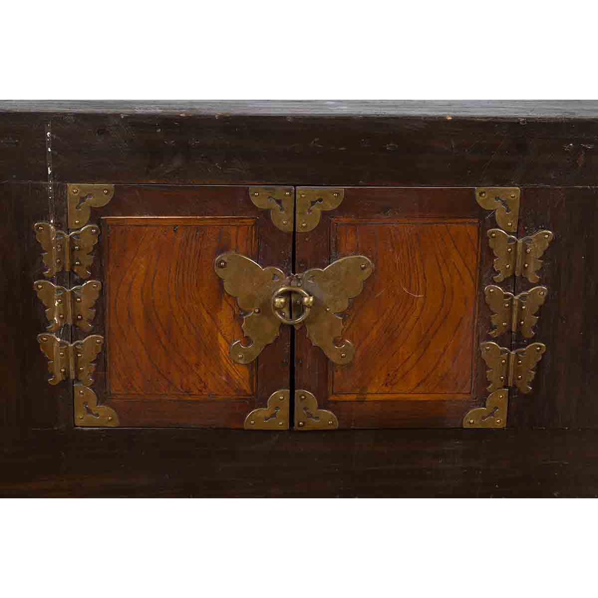 Korean Late 19th Century Two-Toned Side Chest with Brass Butterfly Hardware-8. Asian & Chinese Furniture, Art, Antiques, Vintage Home Décor for sale at FEA Home