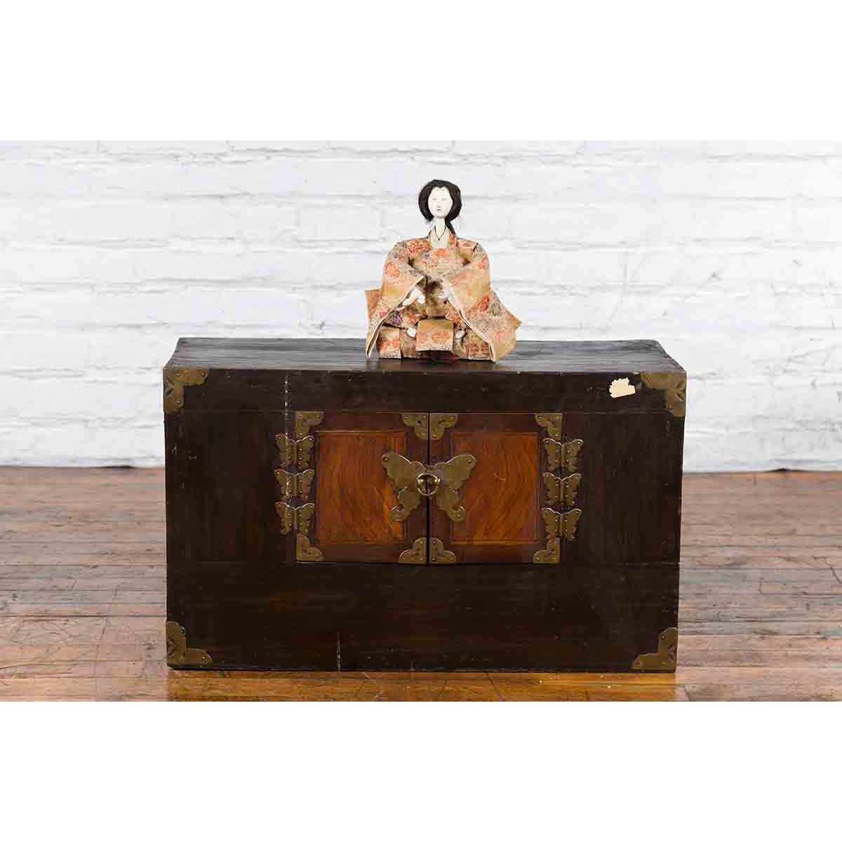 Korean Late 19th Century Two-Toned Side Chest with Brass Butterfly Hardware-3. Asian & Chinese Furniture, Art, Antiques, Vintage Home Décor for sale at FEA Home