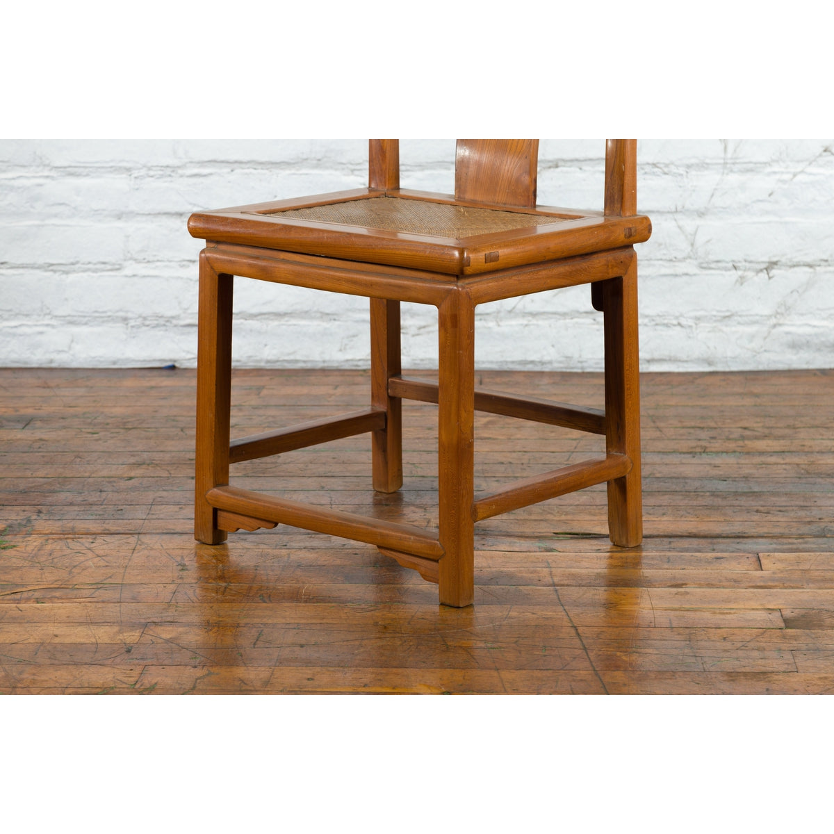 Chinese Early 20th Century Carved Elmwood Side Chair with Rattan Seat-14. Asian & Chinese Furniture, Art, Antiques, Vintage Home Décor for sale at FEA Home