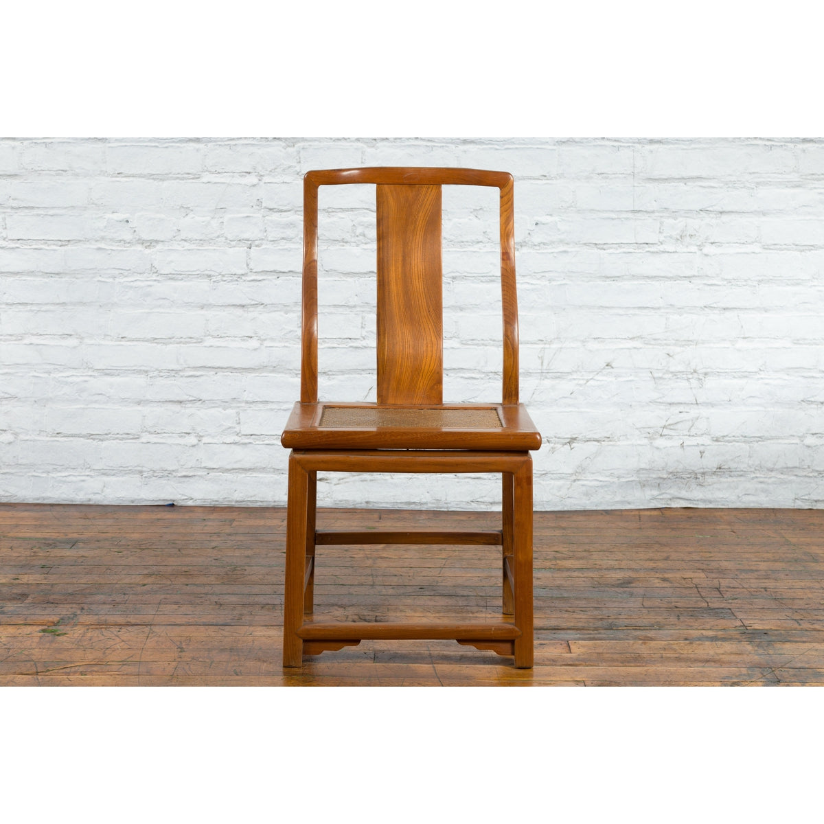 Chinese Early 20th Century Carved Elmwood Side Chair with Rattan Seat-2. Asian & Chinese Furniture, Art, Antiques, Vintage Home Décor for sale at FEA Home