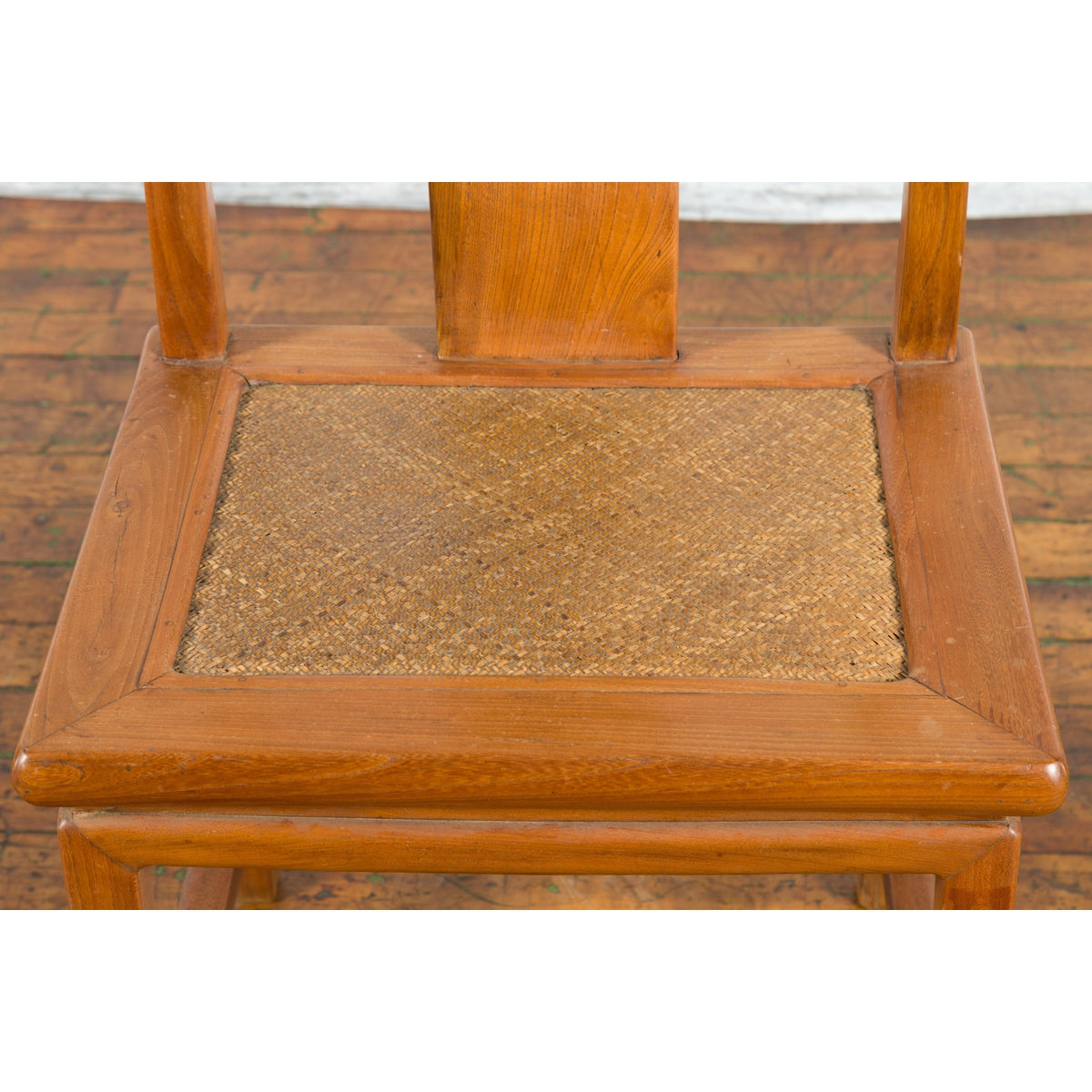 Chinese Early 20th Century Carved Elmwood Side Chair with Rattan Seat-7. Asian & Chinese Furniture, Art, Antiques, Vintage Home Décor for sale at FEA Home