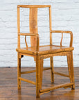 Chinese Qing Dynasty 19th Century Elmwood Armchair with Hand-Carved Medallion-11. Asian & Chinese Furniture, Art, Antiques, Vintage Home Décor for sale at FEA Home