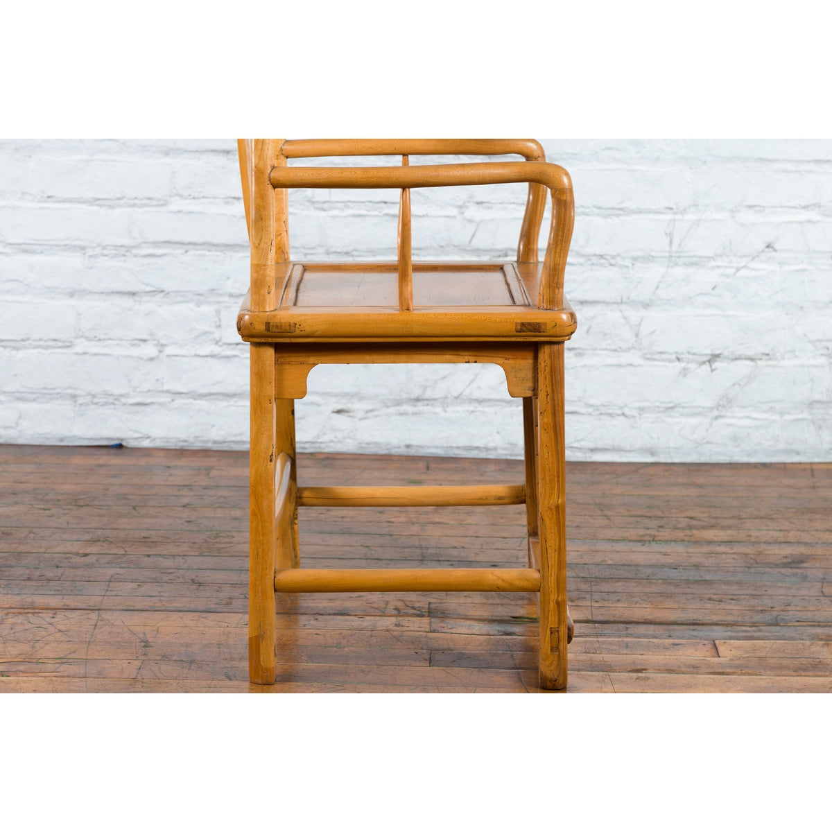 Chinese Qing Dynasty 19th Century Elmwood Armchair with Hand-Carved Medallion-13. Asian & Chinese Furniture, Art, Antiques, Vintage Home Décor for sale at FEA Home