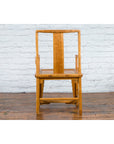 Chinese Qing Dynasty 19th Century Elmwood Armchair with Hand-Carved Medallion-4. Asian & Chinese Furniture, Art, Antiques, Vintage Home Décor for sale at FEA Home