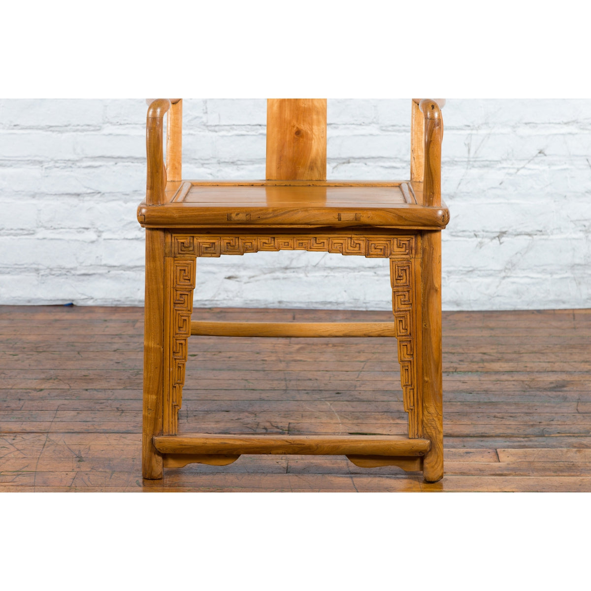 Chinese Qing Dynasty 19th Century Elmwood Armchair with Hand-Carved Medallion-6. Asian & Chinese Furniture, Art, Antiques, Vintage Home Décor for sale at FEA Home
