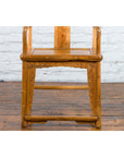 Chinese Qing Dynasty 19th Century Elmwood Armchair with Hand-Carved Medallion-6. Asian & Chinese Furniture, Art, Antiques, Vintage Home Décor for sale at FEA Home