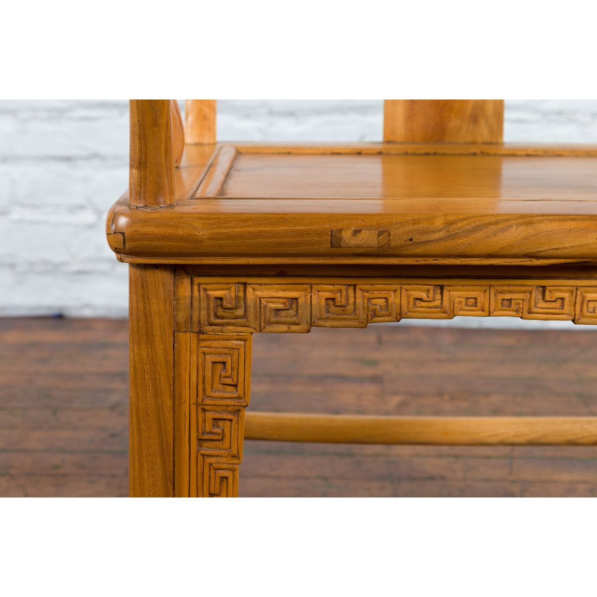 Chinese Qing Dynasty 19th Century Elmwood Armchair with Hand-Carved Medallion-7. Asian & Chinese Furniture, Art, Antiques, Vintage Home Décor for sale at FEA Home