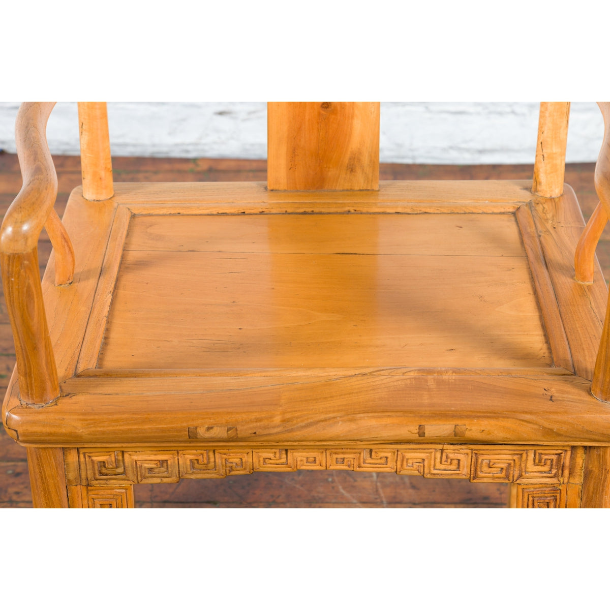 Chinese Qing Dynasty 19th Century Elmwood Armchair with Hand-Carved Medallion-9. Asian & Chinese Furniture, Art, Antiques, Vintage Home Décor for sale at FEA Home
