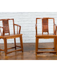 Pair of Chinese Qing Dynasty Carved and Lacquered Elmwood Armchairs-2. Asian & Chinese Furniture, Art, Antiques, Vintage Home Décor for sale at FEA Home
