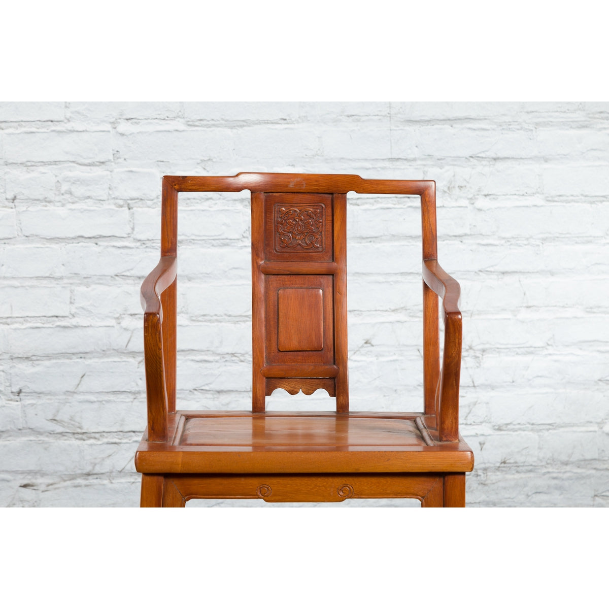 Pair of Chinese Qing Dynasty Carved and Lacquered Elmwood Armchairs-3. Asian & Chinese Furniture, Art, Antiques, Vintage Home Décor for sale at FEA Home