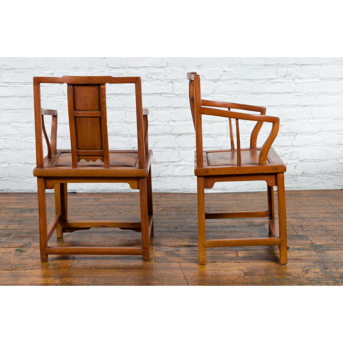 Pair of Chinese Qing Dynasty Carved and Lacquered Elmwood Armchairs-6. Asian & Chinese Furniture, Art, Antiques, Vintage Home Décor for sale at FEA Home