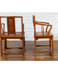 Pair of Chinese Qing Dynasty Carved and Lacquered Elmwood Armchairs-6. Asian & Chinese Furniture, Art, Antiques, Vintage Home Décor for sale at FEA Home