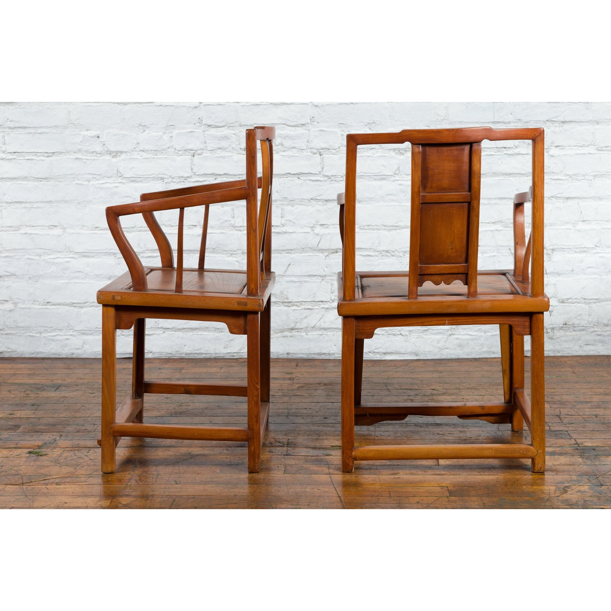 Pair of Chinese Qing Dynasty Carved and Lacquered Elmwood Armchairs-7. Asian & Chinese Furniture, Art, Antiques, Vintage Home Décor for sale at FEA Home