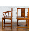 Pair of Chinese Qing Dynasty Carved and Lacquered Elmwood Armchairs-7. Asian & Chinese Furniture, Art, Antiques, Vintage Home Décor for sale at FEA Home